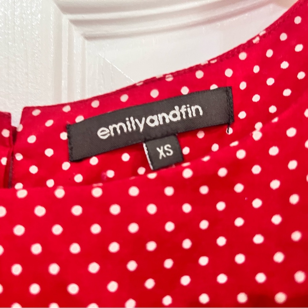 ModCloth Emily and Fin Red Polka Dot Cap Sleeve Dress XS - Picture 4 of 6